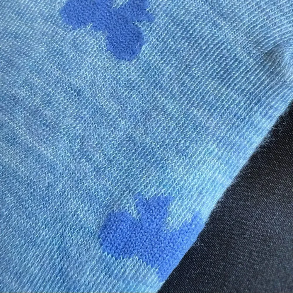 Blue No-Show Socks‎ with Pattern